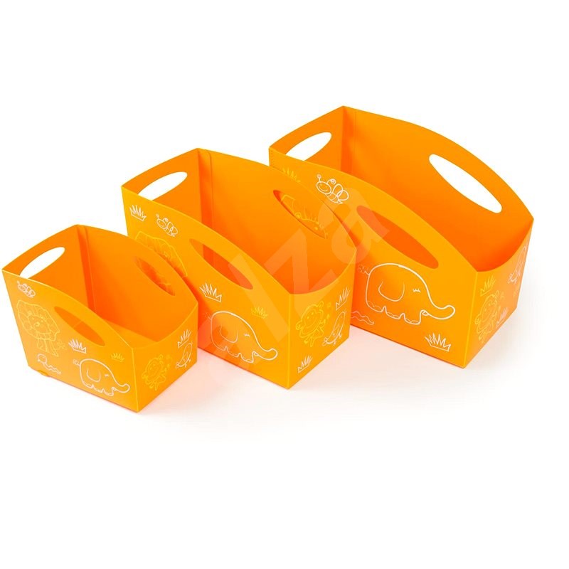 Primobal Sada dětských úložných boxů, oranžové, 3ks, velikosti S + M + L - Úložný box