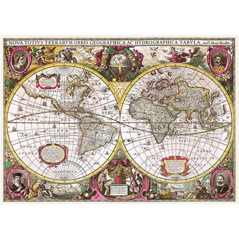 Trefl Puzzle Historická mapa světa r. 1630, 2000 dílků - Puzzle