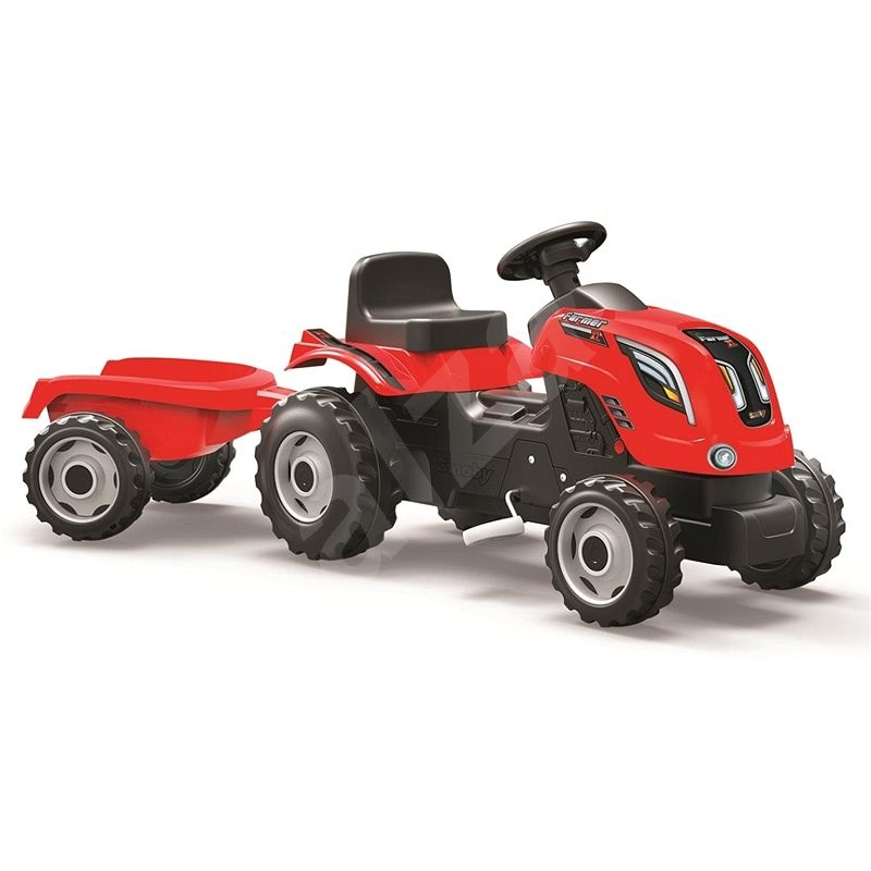 Smoby Farmer XL Tractor, with Trailer, Red - Pedal Tractor 