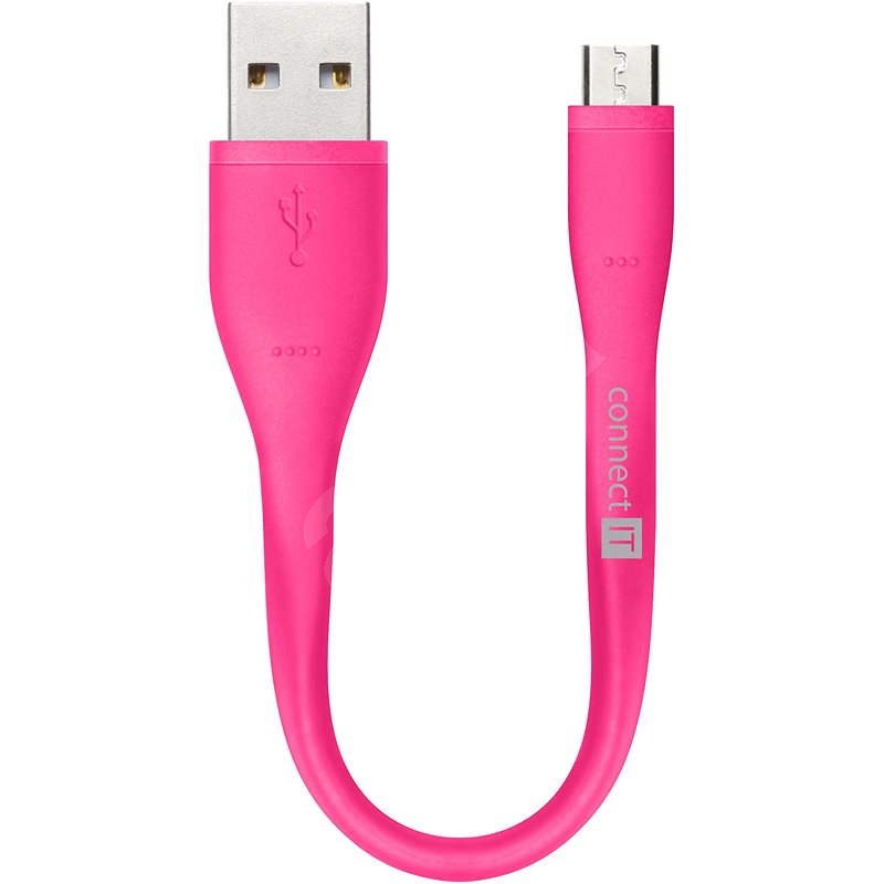 CONNECT IT Wirez Micro USB růžový, 0.13m - Datový kabel