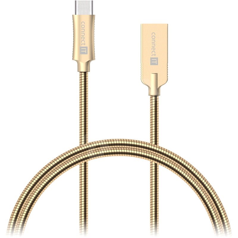 CONNECT IT Wirez Steel Knight USB-C 1m, metallic gold - Datový kabel
