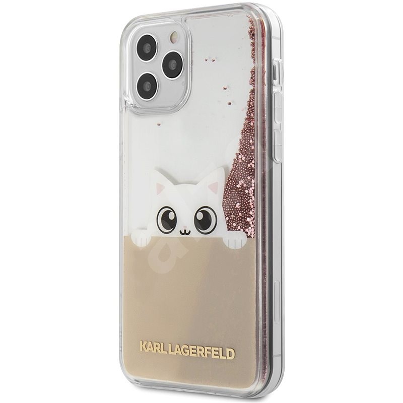 Karl Lagerfeld Liquid Glitter Peek a Boo pro Apple iPhone 12 Pro Max Pink - Kryt na mobil