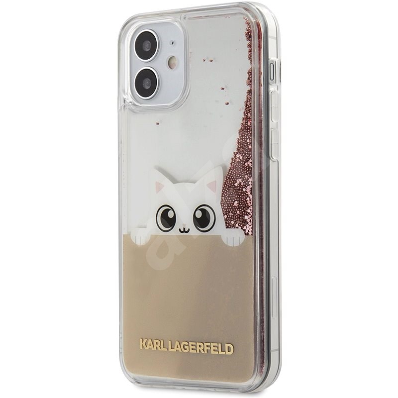 Karl Lagerfeld Liquid Glitter Peek a Boo pro Apple iPhone 12 Mini Pink - Kryt na mobil