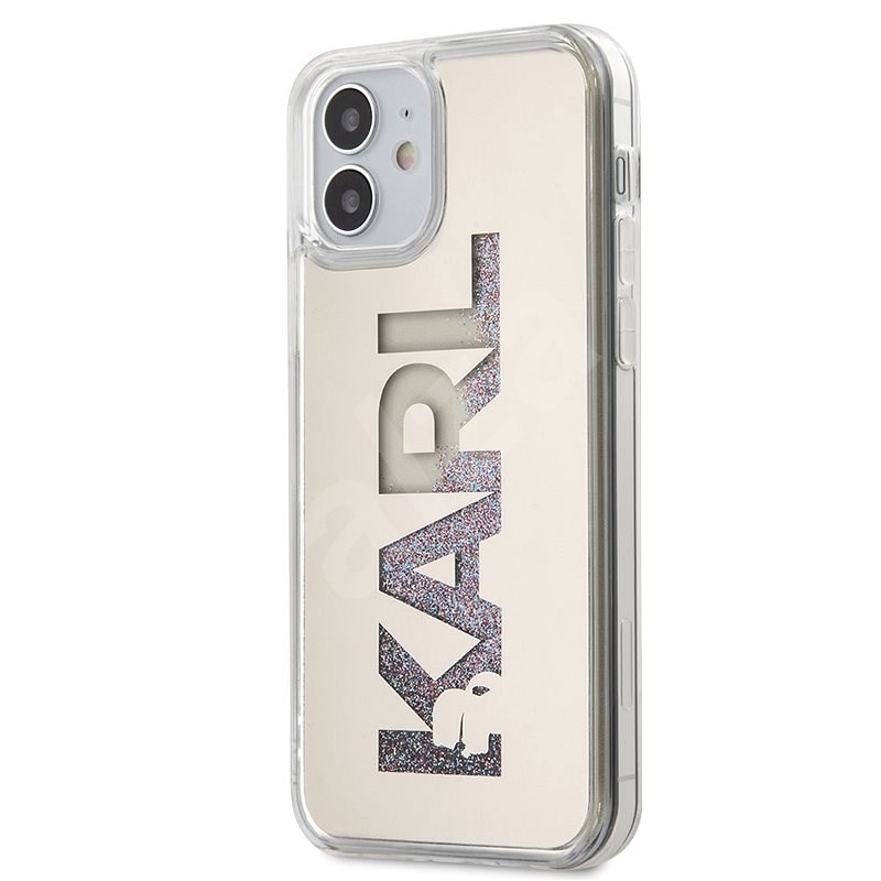 Karl Lagerfeld Liquid Glitter Mirror pro Apple iPhone 12 Mini Silver - Kryt na mobil