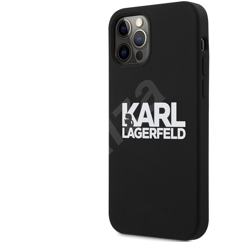 Karl Lagerfeld Stack White Logo Silikonový Kryt pro Apple iPhone 12 mini Black - Kryt na mobil