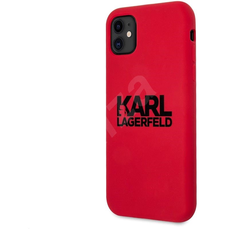 Karl Lagerfeld Stack Black Logo Silikonový Kryt pro Apple iPhone 11 Red - Kryt na mobil