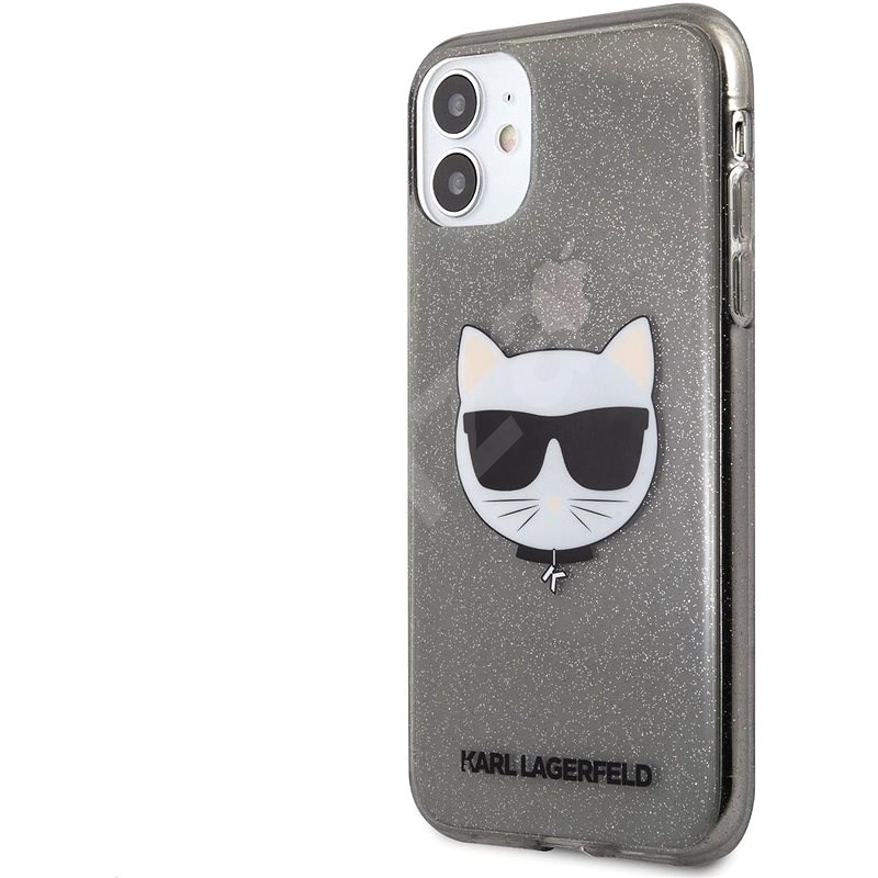 Karl Lagerfeld Choupette Head Glitter Kryt pro Apple iPhone 11 Black - Kryt na mobil