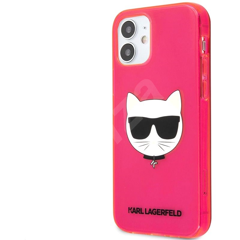 Karl Lagerfeld TPU Choupette Head Kryt pro Apple iPhone 12 mini Fluo Pink - Kryt na mobil