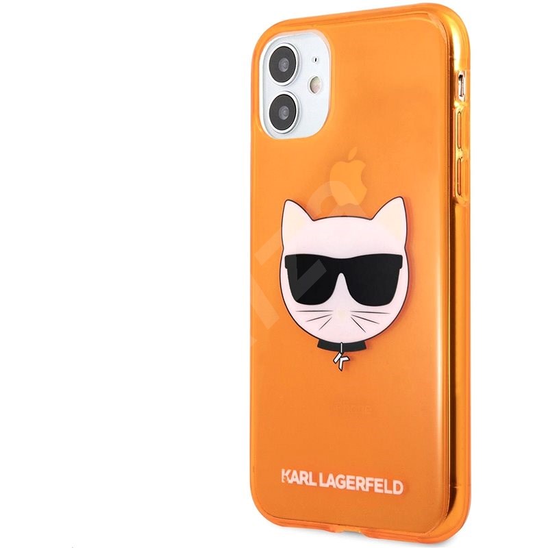 Karl Lagerfeld TPU Choupette Head Kryt pro Apple iPhone 11 Fluo Orange - Kryt na mobil