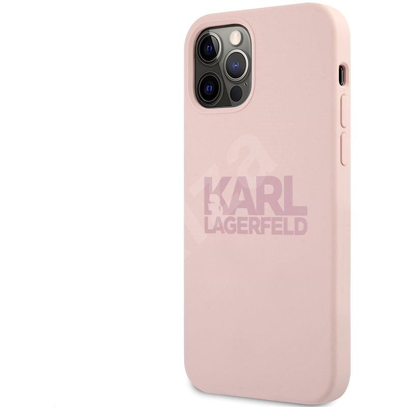 Karl Lagerfeld Stack Pink Logo Silikonový Kryt pro Apple iPhone 12 Pro Max Pink - Kryt na mobil