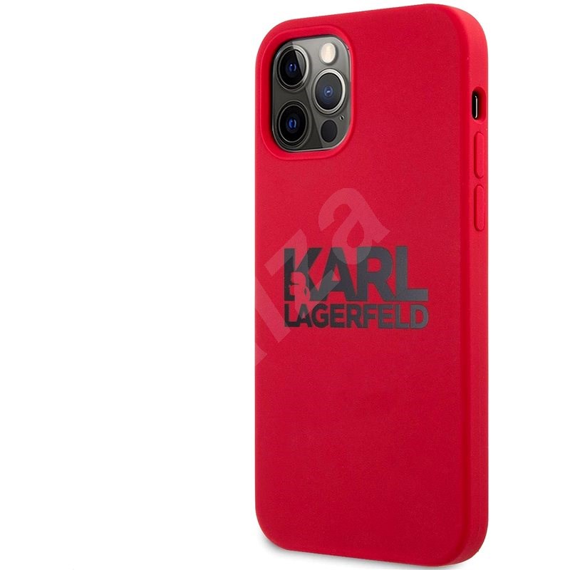 Karl Lagerfeld Stack Black Logo Silikonový Kryt pro Apple iPhone 12 Pro Max Red - Kryt na mobil