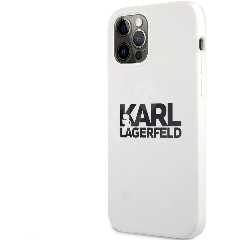 Karl Lagerfeld Stack Black Logo Silikonový Kryt pro Apple iPhone 12 Pro Max White - Kryt na mobil