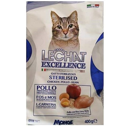 Monge Lechat Excellence Sterilized Chicken superprémiové krmivo 400g - Granule pro kočky