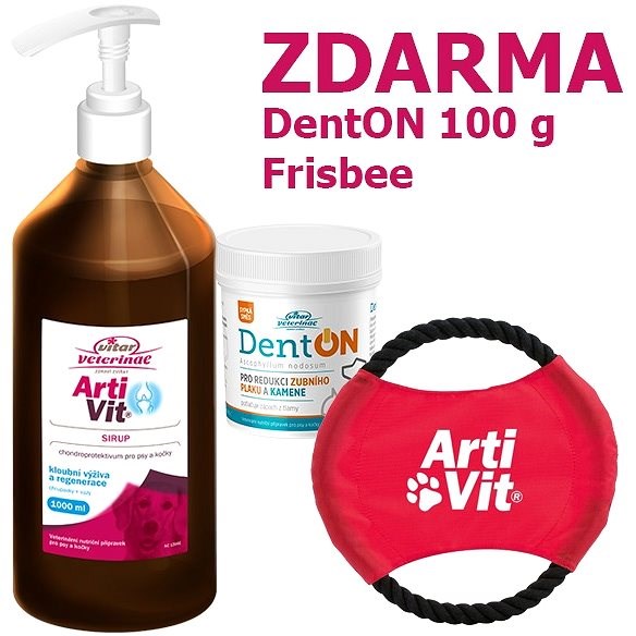 Vitar Veterinae Artivit sirup 1000ml + 100g DentOn + frisbee hračka pro psy - Kloubní výživa pro psy