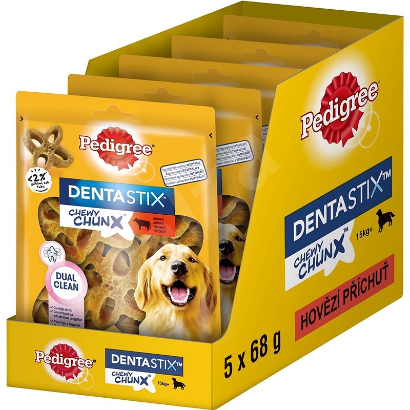 Pedigree Dentastix Chewy Chunx hovězí MAXI pamlsky pro psy 5 × 68g - Pamlsky pro psy