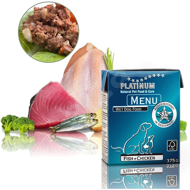 Platinum Natural Menu Fish Chicken 375g - Pate for Dogs