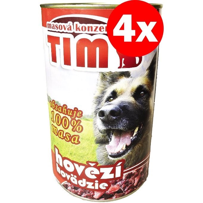 TIM hovězí 1200 g, 4 ks - Konzerva pro psy