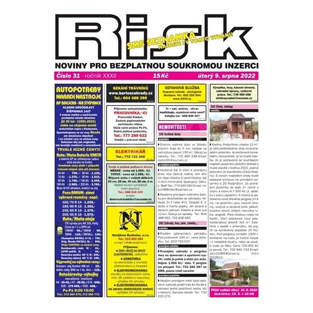Risk, inzertní noviny - 31/2022 - Elektronické noviny