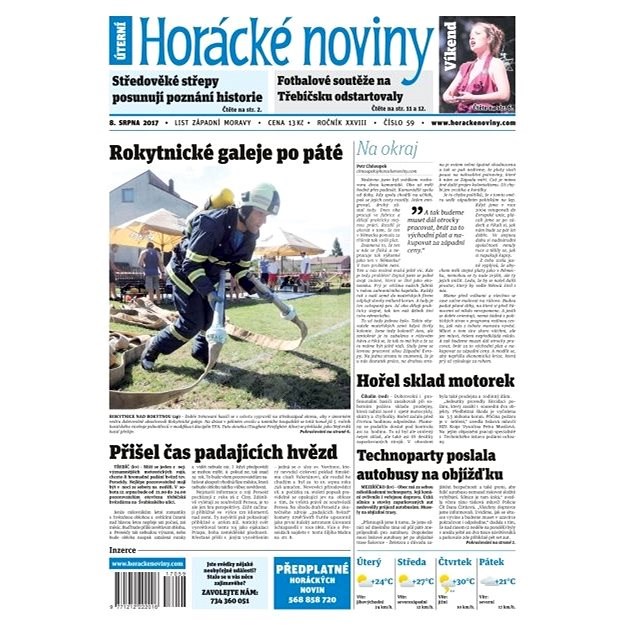 Horácké noviny - Úterý 8.8.2017 č. 059 - Elektronické noviny