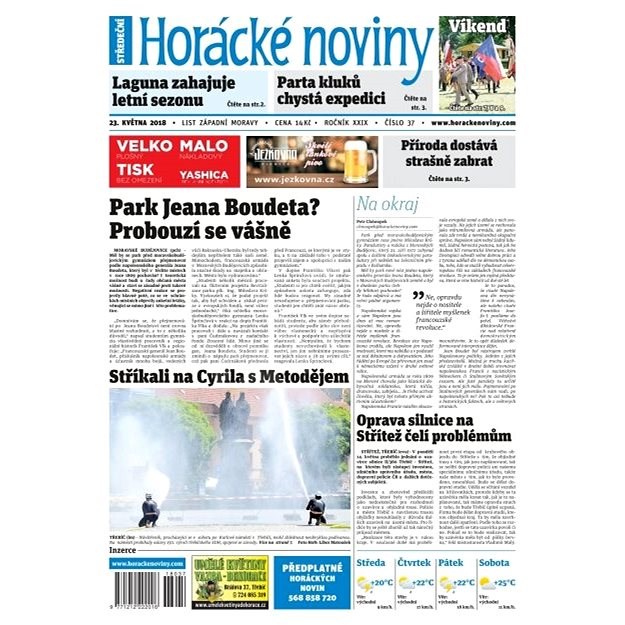Horácké noviny - Středa 23.5.2018 č. 037 - Elektronické noviny
