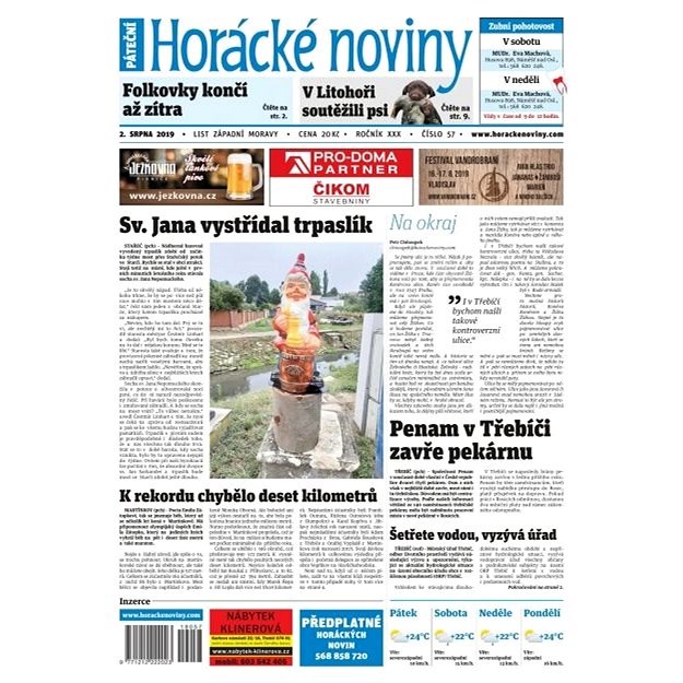 Horácké noviny - Pátek 2.8.2019 č. 057 - Elektronické noviny