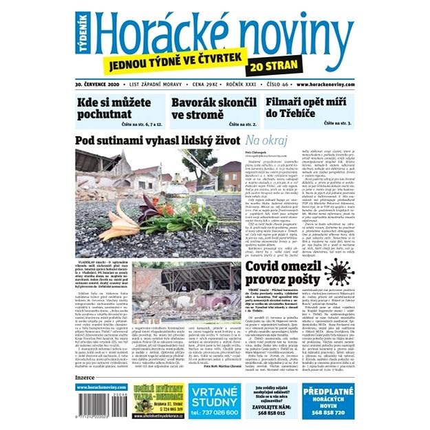 Horácké noviny - Čtvrtek 30.7.2020 č. 046 - Elektronické noviny