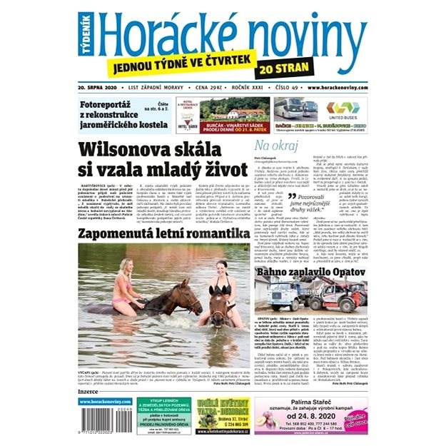 Horácké noviny - Čtvrtek 20.8.2020 č. 049 - Elektronické noviny