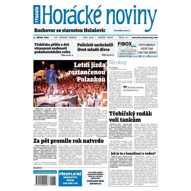 Horácké noviny - Čtvrtek 4.8.2022 č. 031 - Elektronické noviny