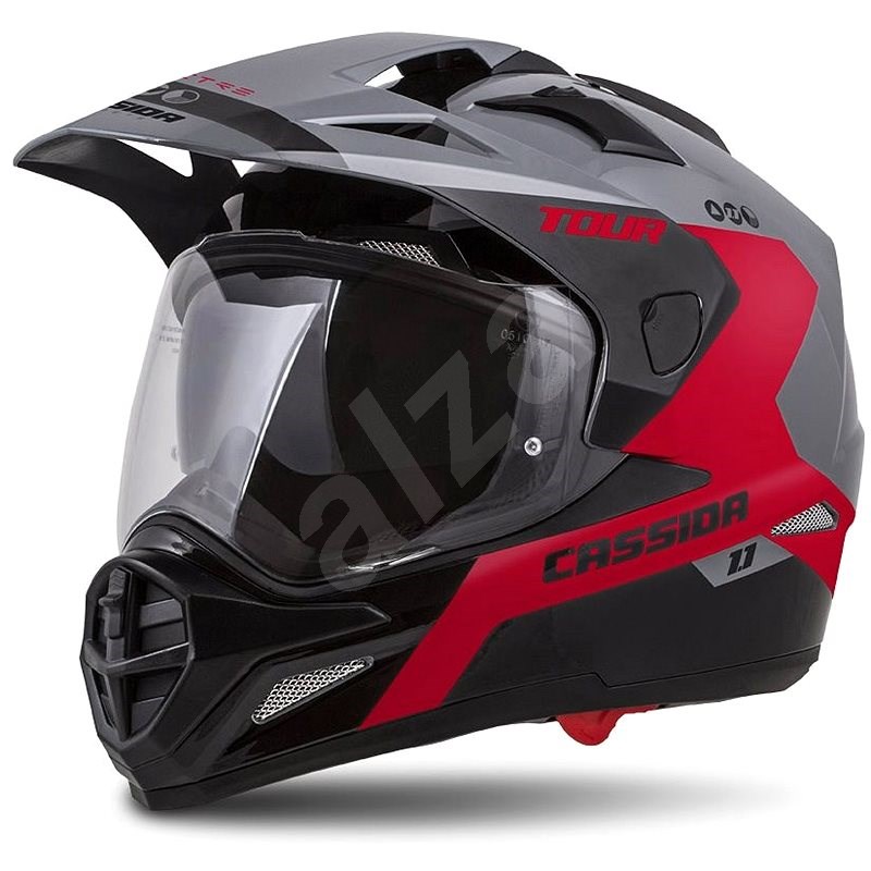 CASSIDA Tour 1.1 Spectre,  (šedá/červená/černá, vel. XL) - Helma na motorku