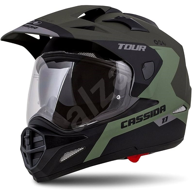 CASSIDA Tour 1.1 Spectre,  (zelená army matná/šedá/černá, vel. XL) - Helma na motorku
