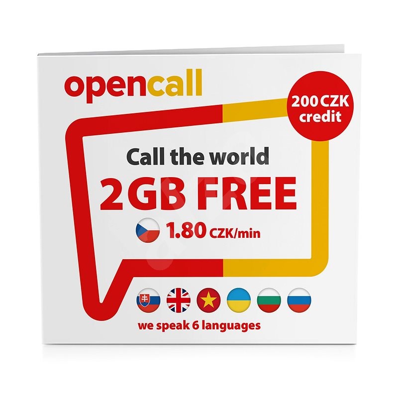 OpenCall Předplacená karta s kreditem 200Kč + 1GB na měsíc zdarma - SIM karta