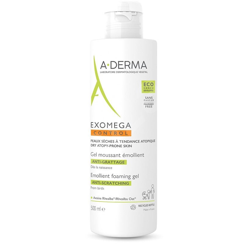 A-DERMA Exomega Control Zvláčňující pěnivý gel pro suchou kůži se sklonem k atopii 500 ml - Sprchový gel