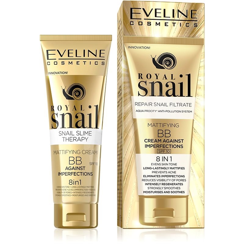 EVELINE COSMETICS Royal Snail Mattifying BB Cream Against Imperfections 8in1 50 ml - BB krém