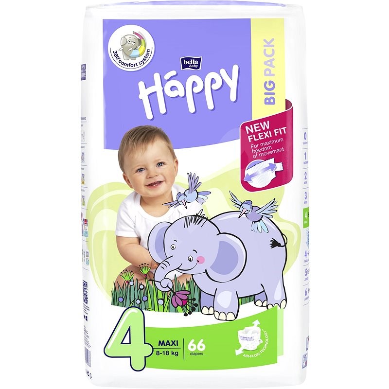 BELLA Baby Happy vel. 4 Maxi (66 ks) - Dětské pleny