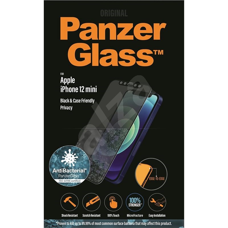 PanzerGlass Edge-to-Edge Privacy Antibacterial pro Apple iPhone 12 Mini černé - Ochranné sklo