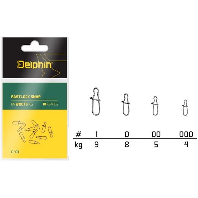 Delphin Fastlock Snap C-01 Velikost 0 8kg 10ks - Karabinka