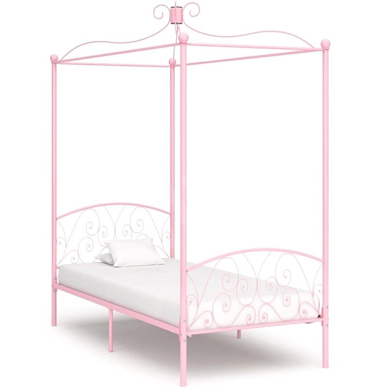 ram postele s nebesy ruzovy kovovy 100x200 cm postel alza cz