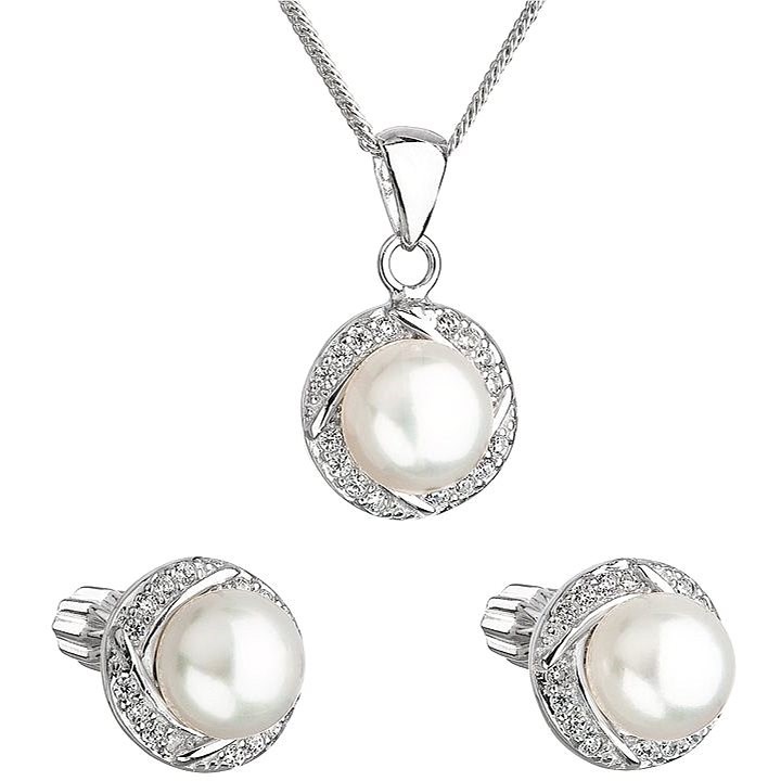 EVOLUTION GROUP 29004.1 stříbrná perlová souprava s řetízkem  (Ag925/1000, 5,0 g) - Dárková sada šperků