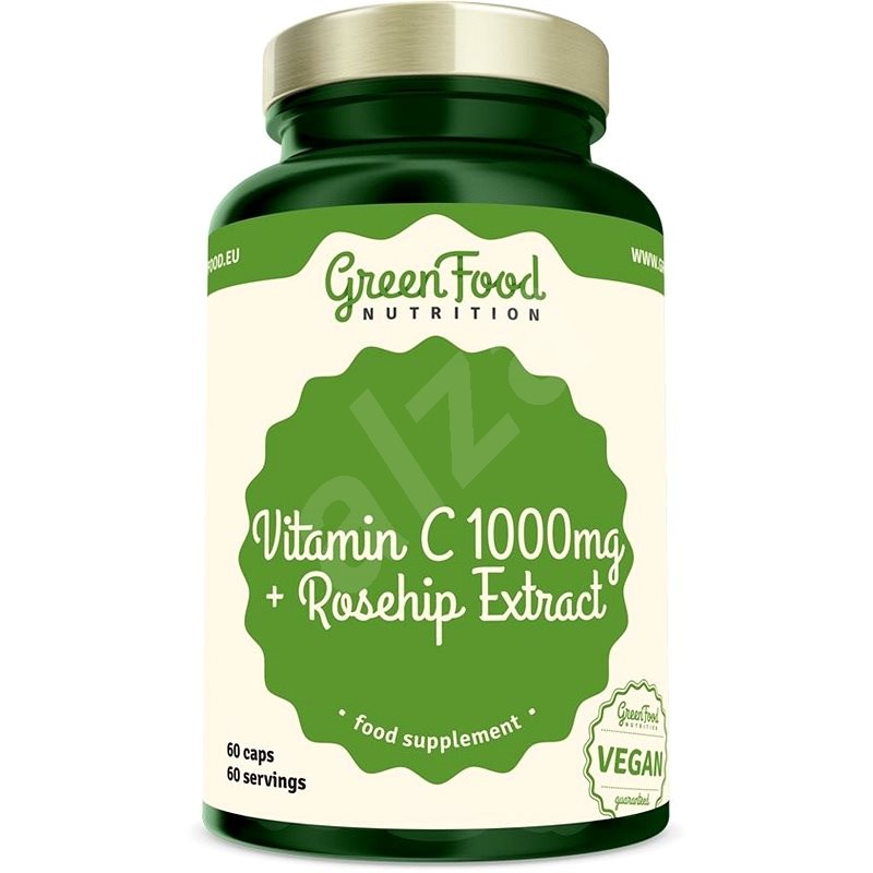 GreenFood Nutrition Vitamín C 1000mg + Extrakt ze šípků 60 kapslí - Vitamín C