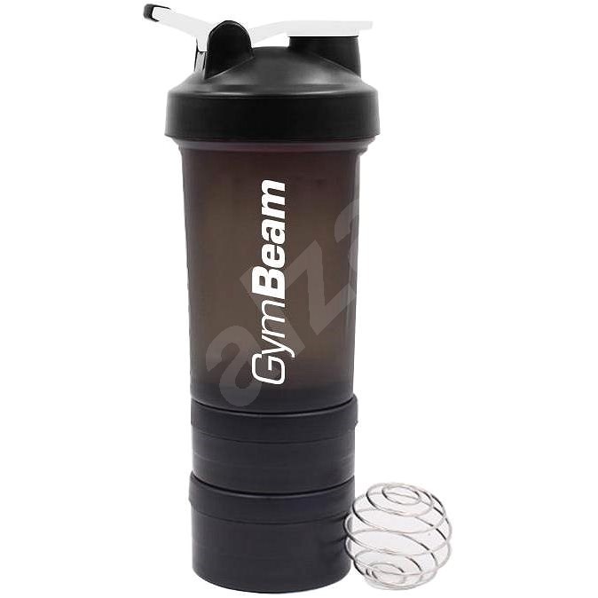 GymBeam Blend Bottle Black White 600 ml + zásobník - Sportovní láhev