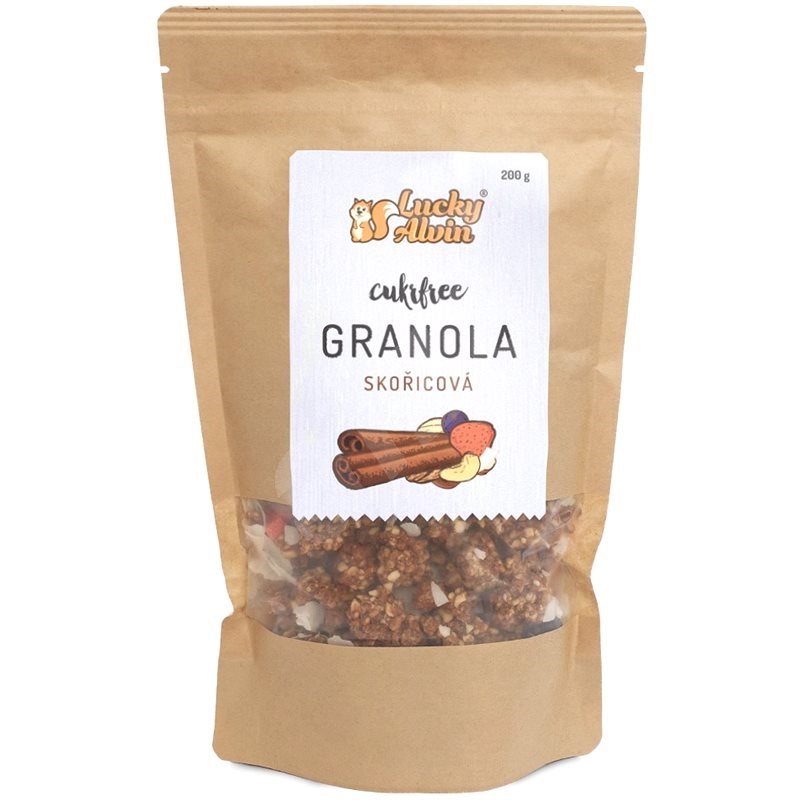 Lucky Alvin cukrfree granola skořicová 200 g - Granola
