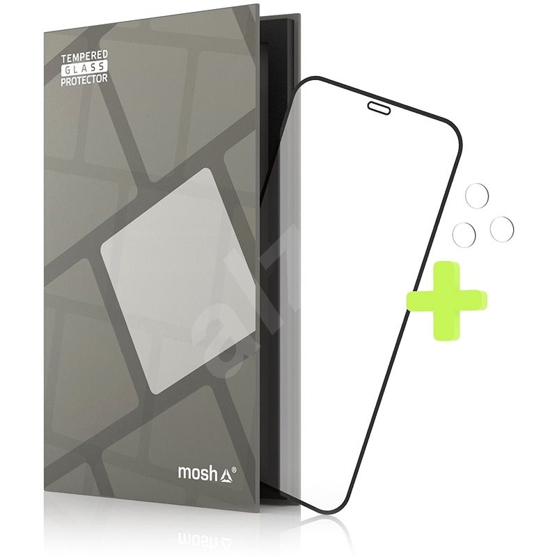 Tempered Glass Protector Rámečkové pro iPhone 12 Pro Max, Černé + sklo na kameru - Ochranné sklo