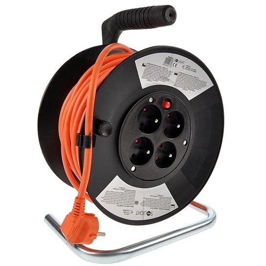 Solight Prodlužovací přívod na bubnu, 4 zásuvky, oranžový, 25m - Prodlužovací kabel