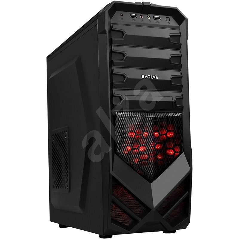 EVOLVEO K4 černá/ červená - Počítačová skříň