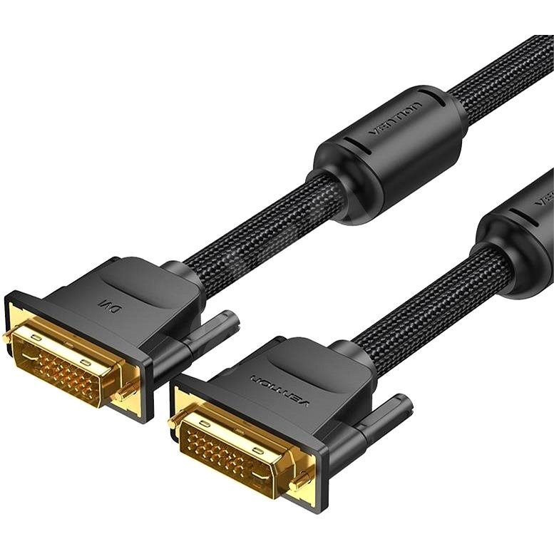 Vention Cotton Braided DVI Dual-link (DVI-D) Cable 3M Black - Video kabel