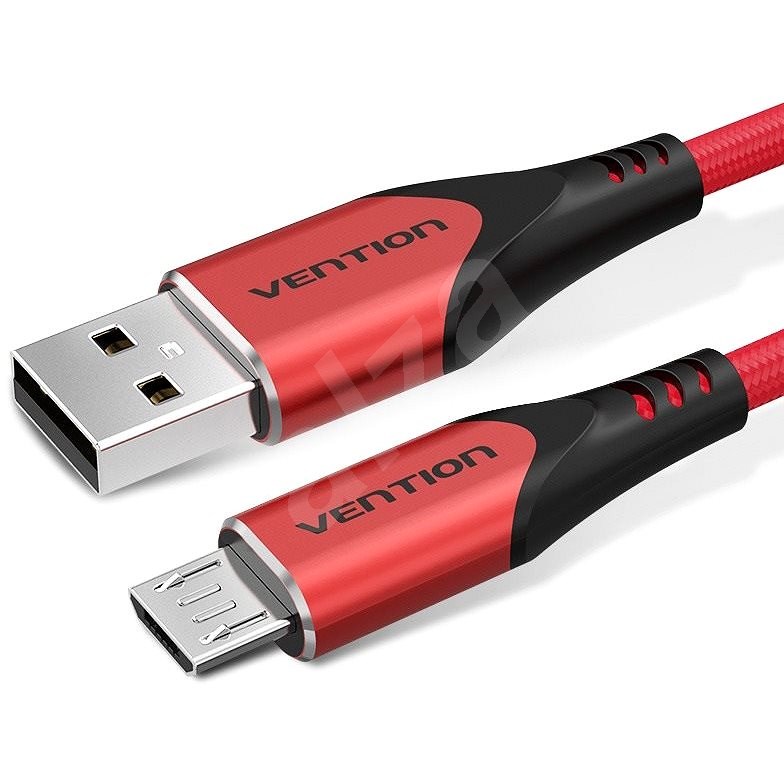 Vention Luxury USB 2.0 -> microUSB Cable 3A Red 1.5m Aluminum Alloy Type - Datový kabel