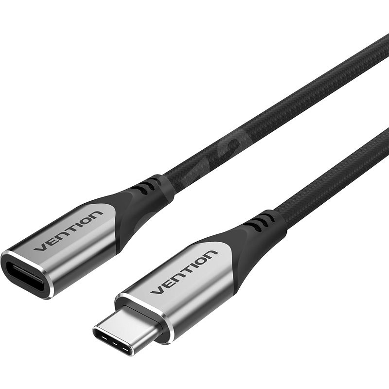 Vention Nylon Braided Type-C (USB-C) Extension Cable (4K / PD / 60W / 5Gbps / 3A) 1m Gray - Datový kabel