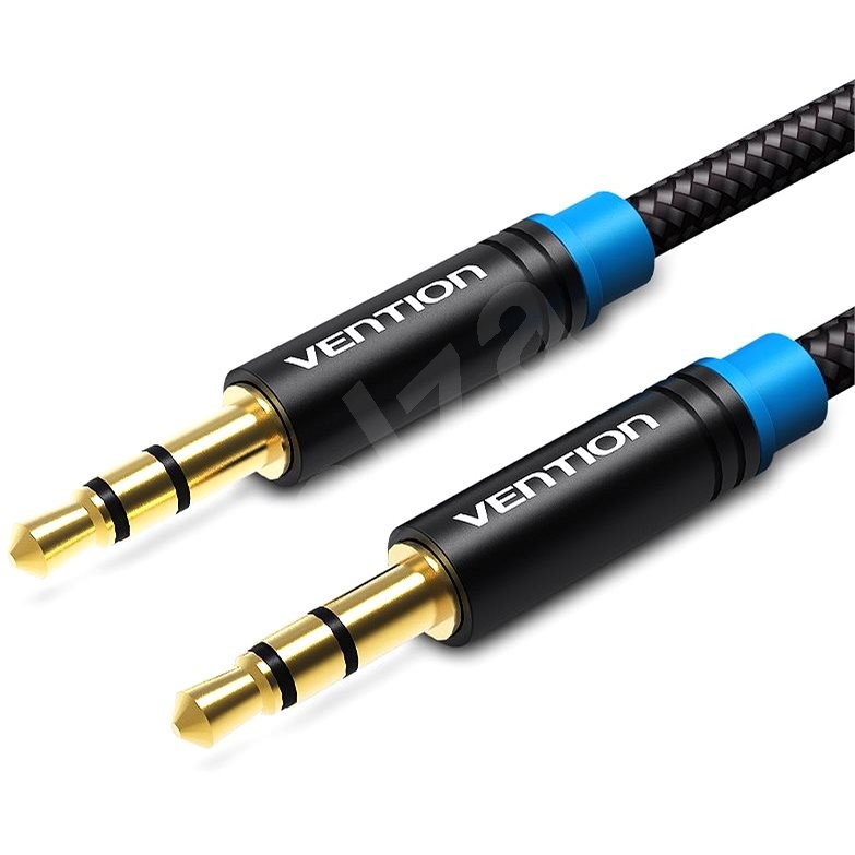 Vention Cotton Braided 3.5mm Jack Male to Male Audio Cable 5m Black Metal Type - Audio kabel