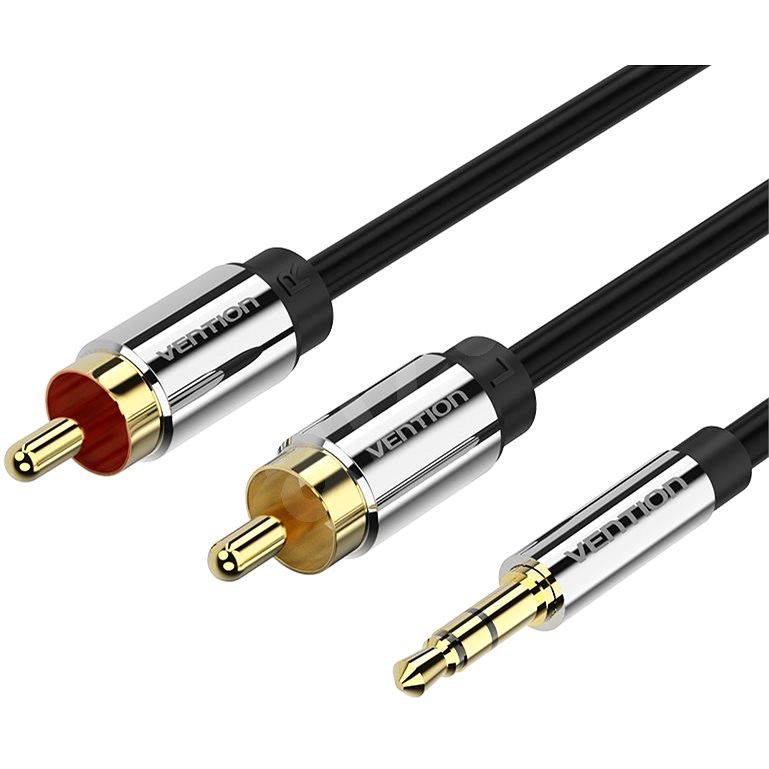 Vention 3.5mm Jack Male to 2x RCA Male Audio Cable 0.5m Black Metal Type - Audio kabel