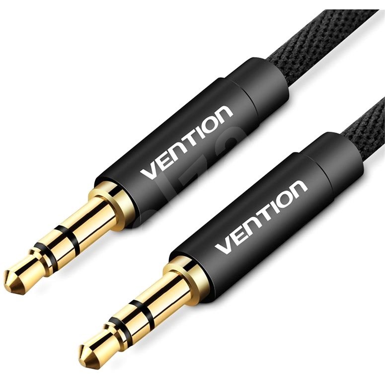 Vention Fabric Braided 3.5mm Jack Male to Male Audio Cable 2m Black Metal Type - Audio kabel
